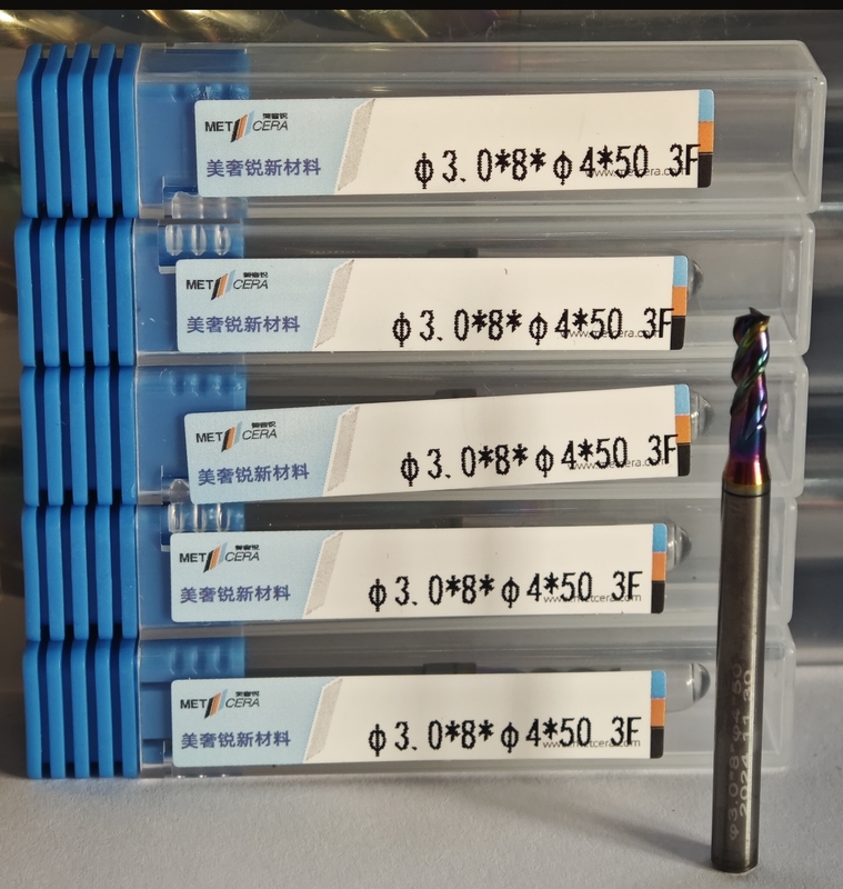 MAE PLUS Three Flutes Carbide End Mill for Non-Ferrous Metal Machining 3mm,Φ3.0x8x4Dx50mm