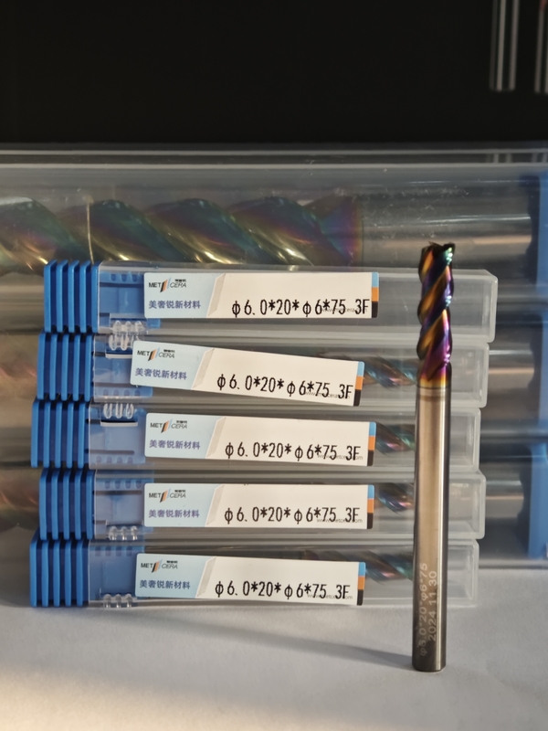 MAE PLUS Coated Carbide End Mill for Non-Ferrous Metals Aluminium and Copper Processing Φ6.0x20x6Dx75mm