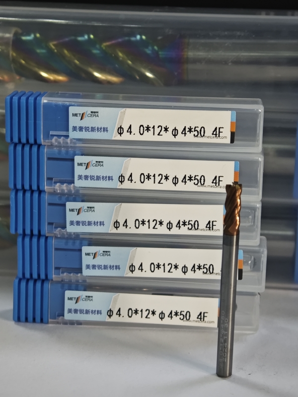 MPE4 Roughing Processing 4F Solid Carbide Flat End Milll 4mm φ4.0 x 12 x φ4 x 50mm AlCr Coating HRC55-HRC60