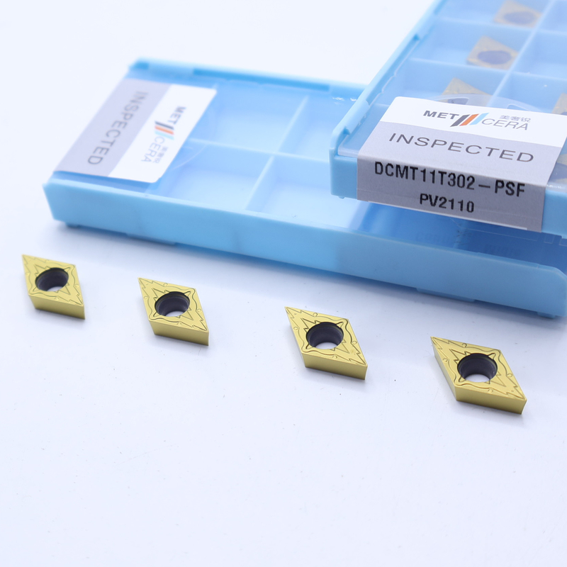 Indexable Cermet Turning Insert ,PVD Coated Internal Turning Insert, Finishing Chipbreaker DCMT11T302, Golden Color