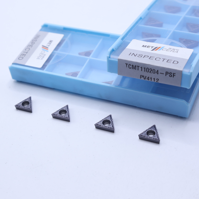 TCMT110204 Tungsten Carbide Insert for Internal Turning PVD Coated PSF Finish Chipbreaker Grey Color Alloy Steel Workpiece