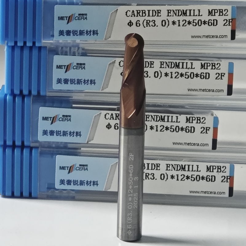 MPB2 Solid Carbide Ball Nose End Mill 2 Flutes HRC55-HRC60 R0.5-10 6mm Φ6.0 R3.0 X12x6Dx50mm AlCr Coating For Timely Delivery