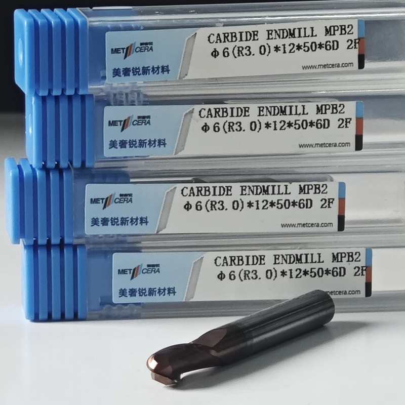 MPB2 Solid Carbide Ball Nose End Mill 2 Flutes HRC55-HRC60 R0.5-10 6mm Φ6.0 R3.0 X12x6Dx50mm AlCr Coating For Timely Delivery