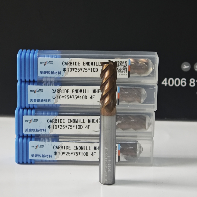 MHE4 TiAlSi Coating HRC55-60 High-Hardness Four-Edge Plane Milling Cutter 10mm, φ10.0x25x10Dx75mm