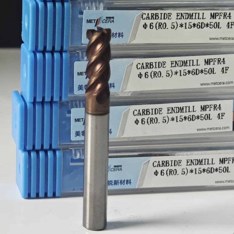 Solid Carbide Universal Cutting End Mills 4 Flutes Round Nose Mill 6mm Φ6 R0.5 X15x6Dx50mm For Pre-hardened Steel Workpiece