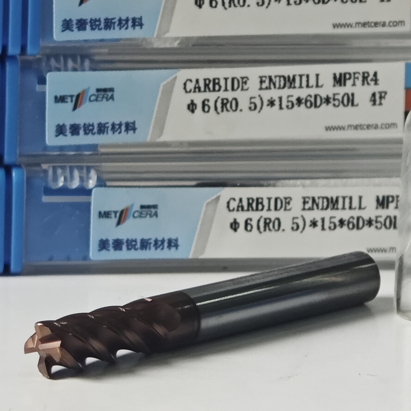 Solid Carbide Universal Cutting End Mills 4 Flutes Round Nose Mill 6mm Φ6 R0.5 X15x6Dx50mm For Pre-hardened Steel Workpiece