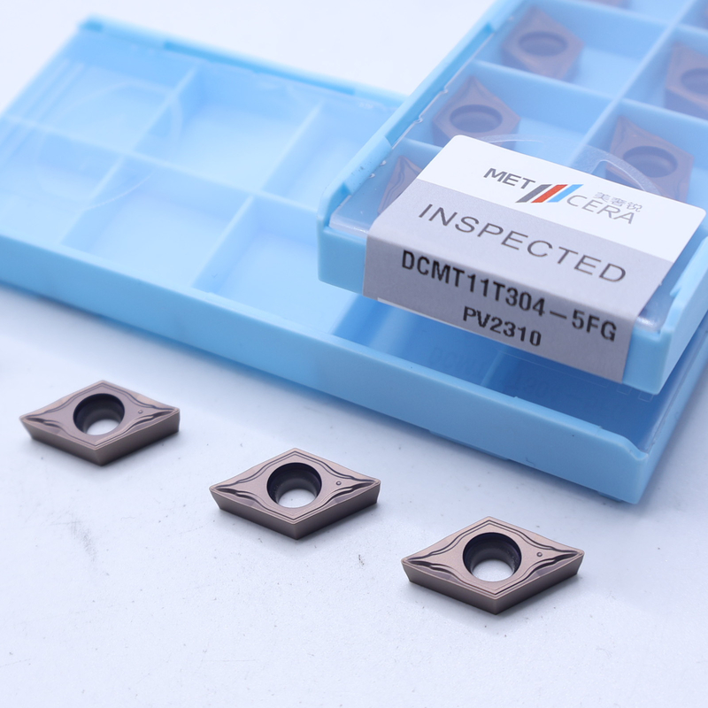 DCMT07 DCMT11 Cermet Inserts In 5FG Chip Breaker For External And Internal Turning Of Steel